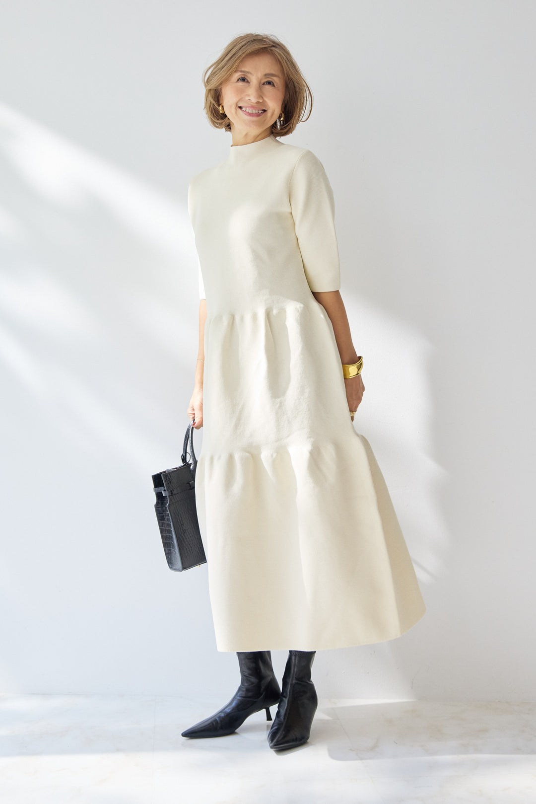 ティアードニットワンピース