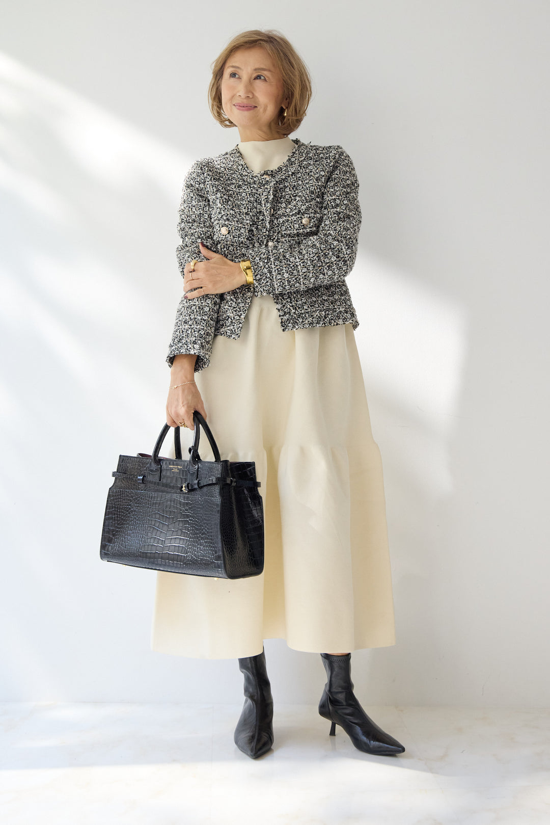 ティアードニットワンピース