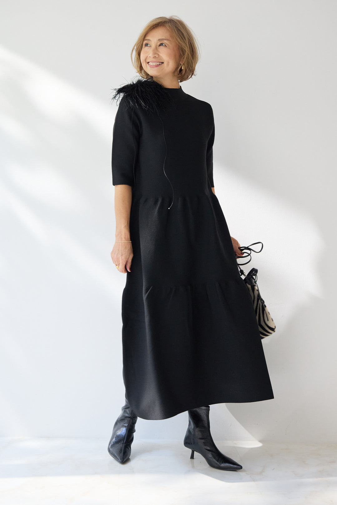 ティアードニットワンピース