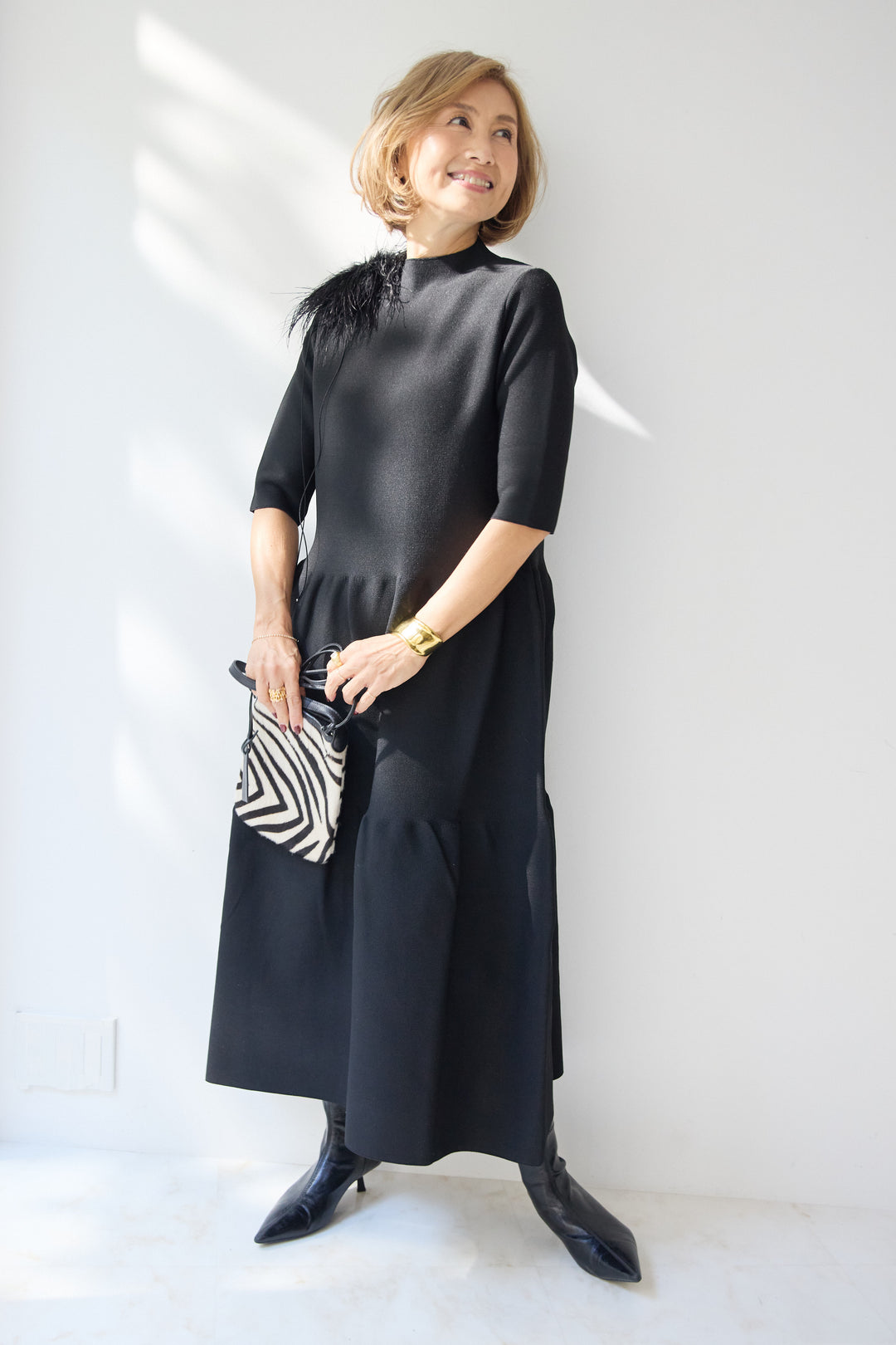 ティアードニットワンピース