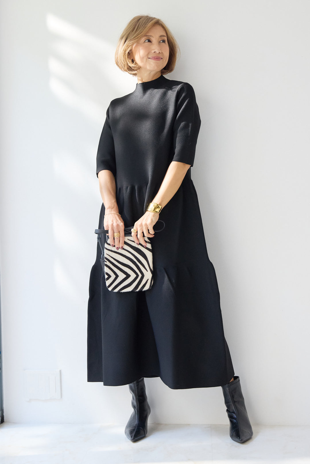 ティアードニットワンピース