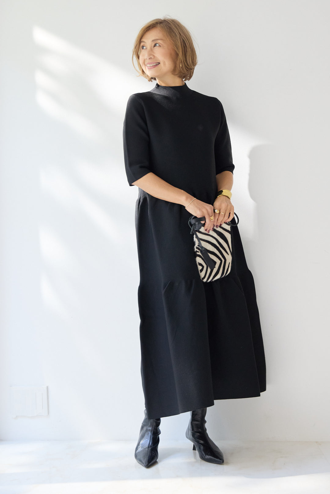 ティアードニットワンピース