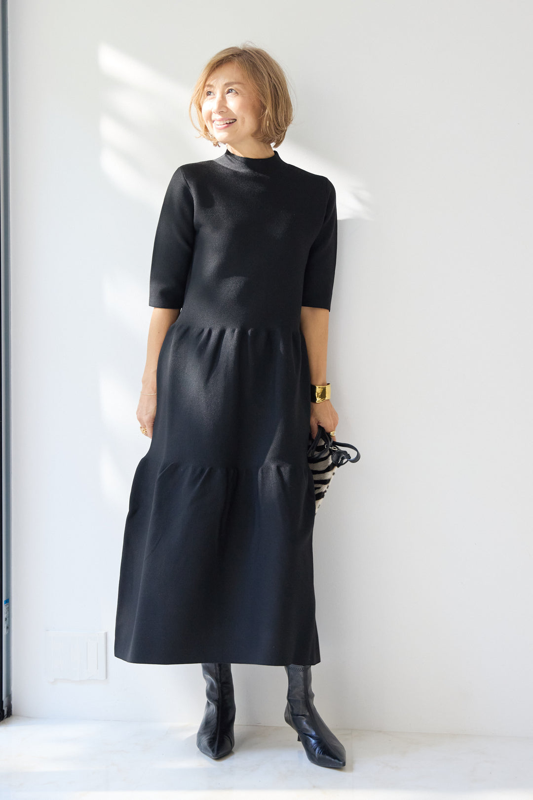 ティアードニットワンピース