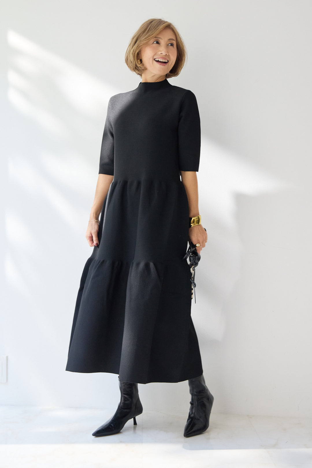 ティアードニットワンピース