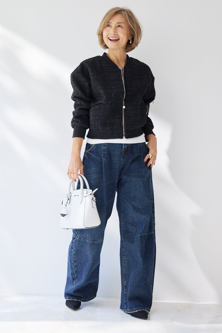 ツイードジップブルゾン