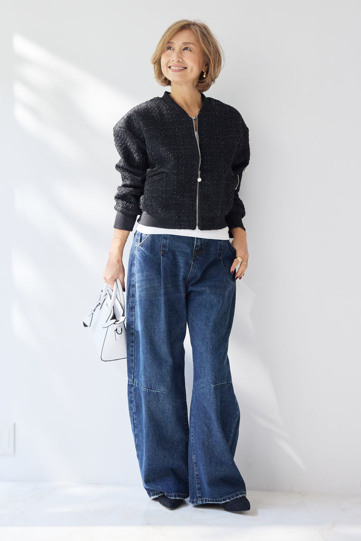 カーブデニムパンツ