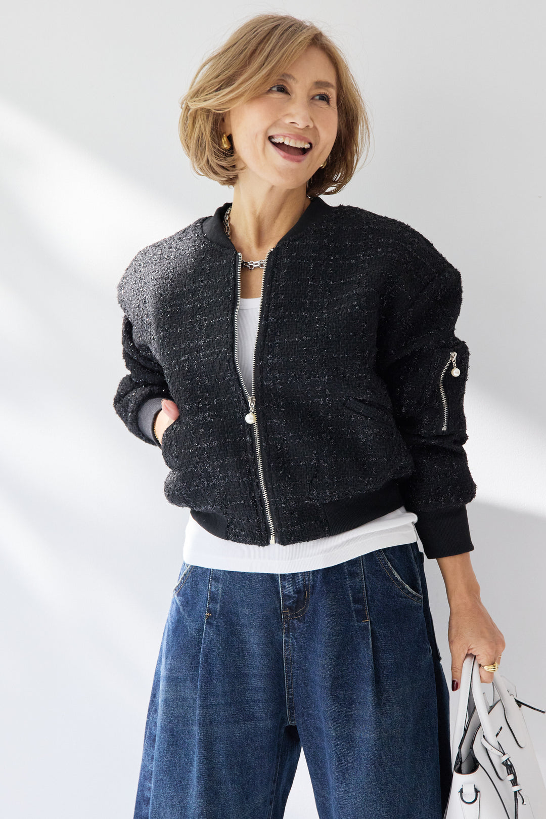 ツイードジップブルゾン