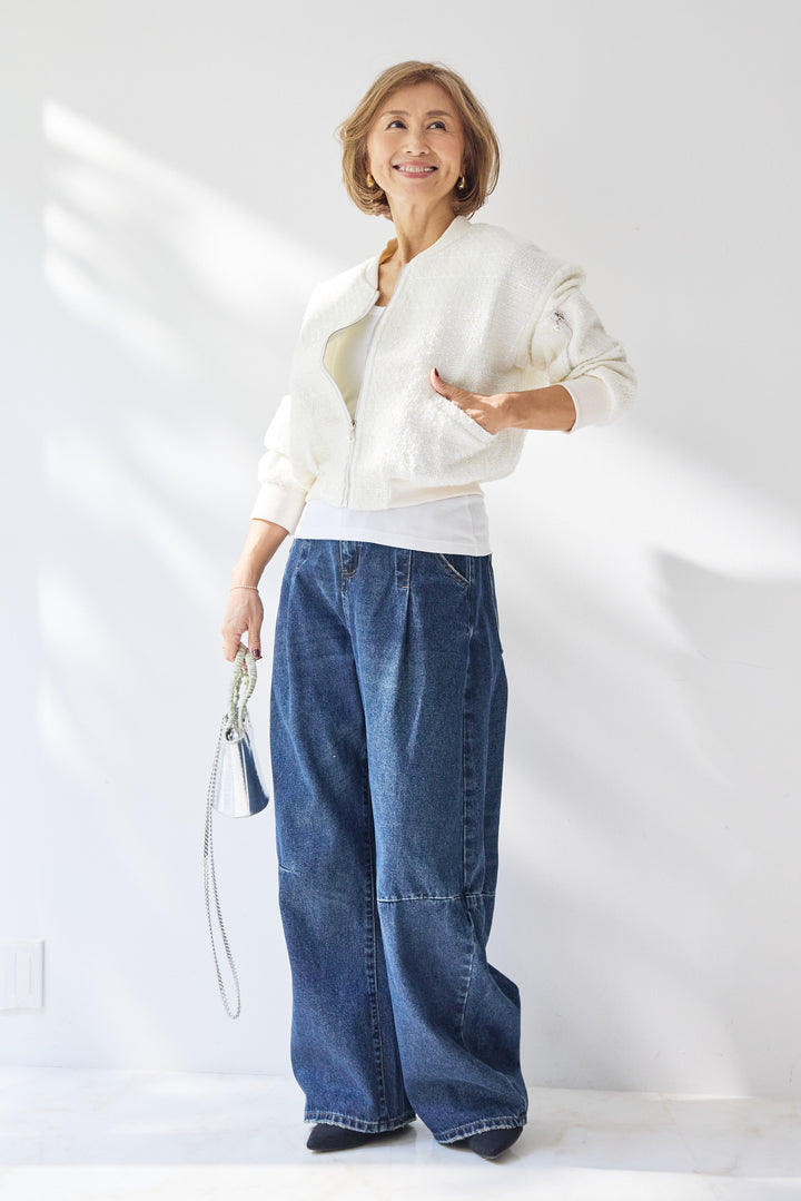 ツイードジップブルゾン