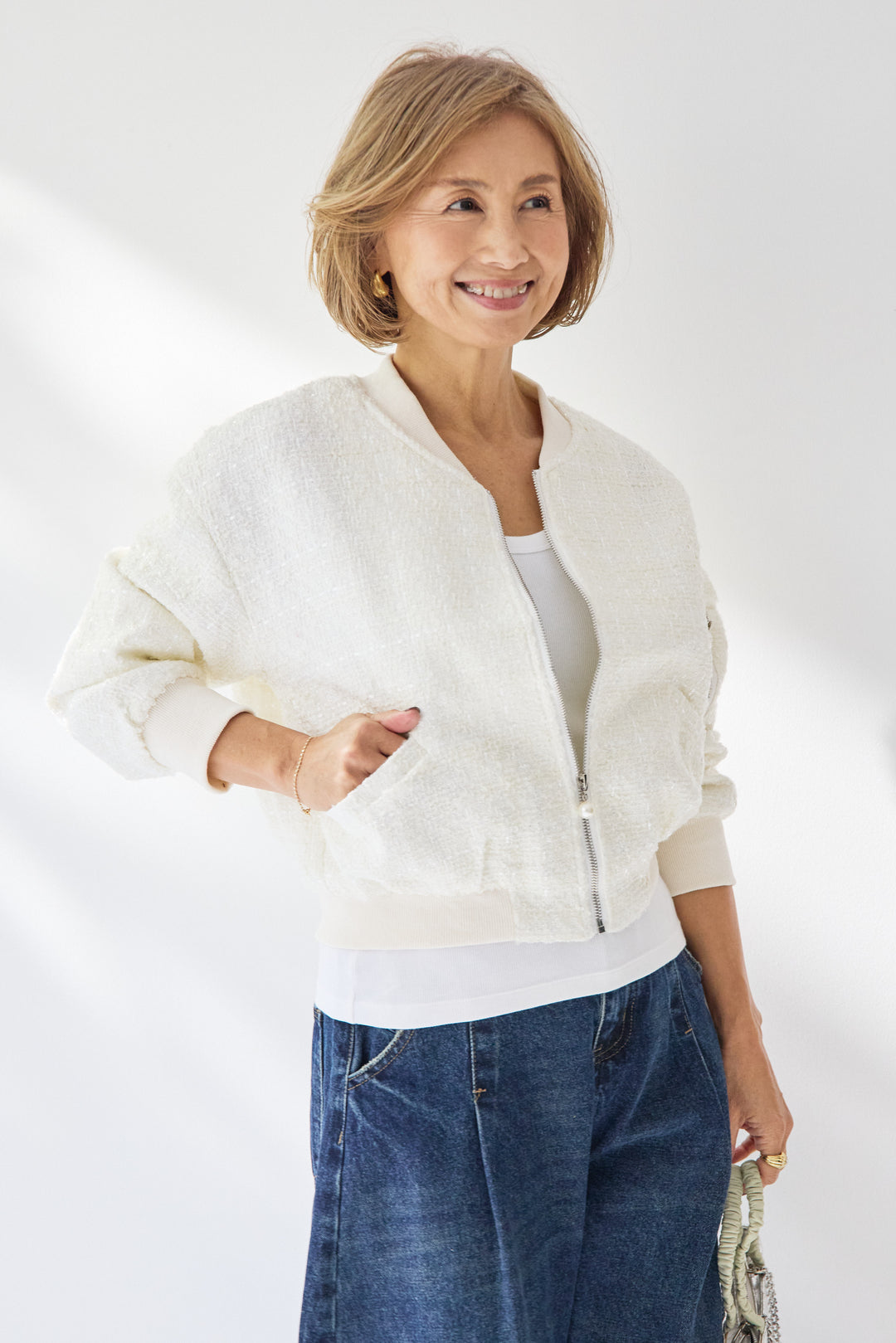 ツイードジップブルゾン