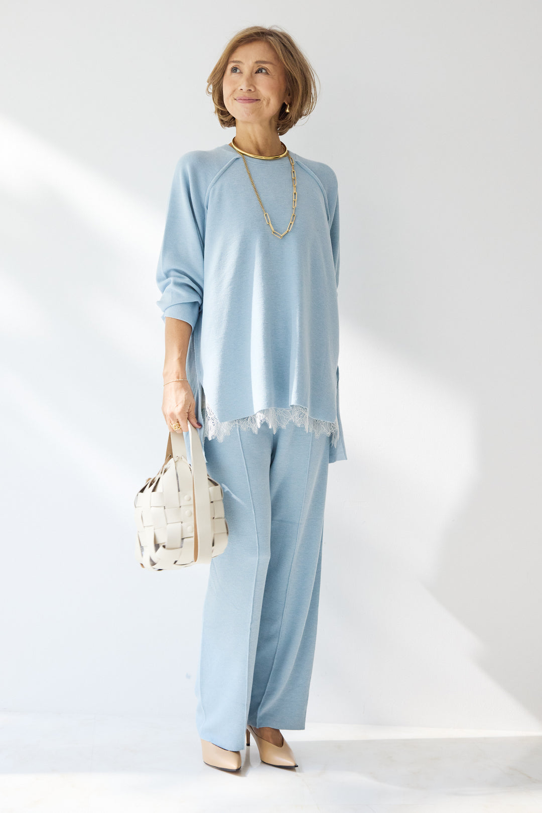 ラグランスリーブニットソーセットアップ