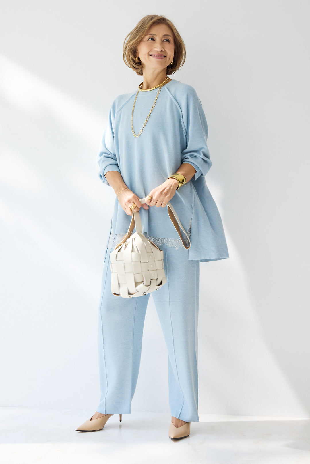 ラグランスリーブニットソーセットアップ