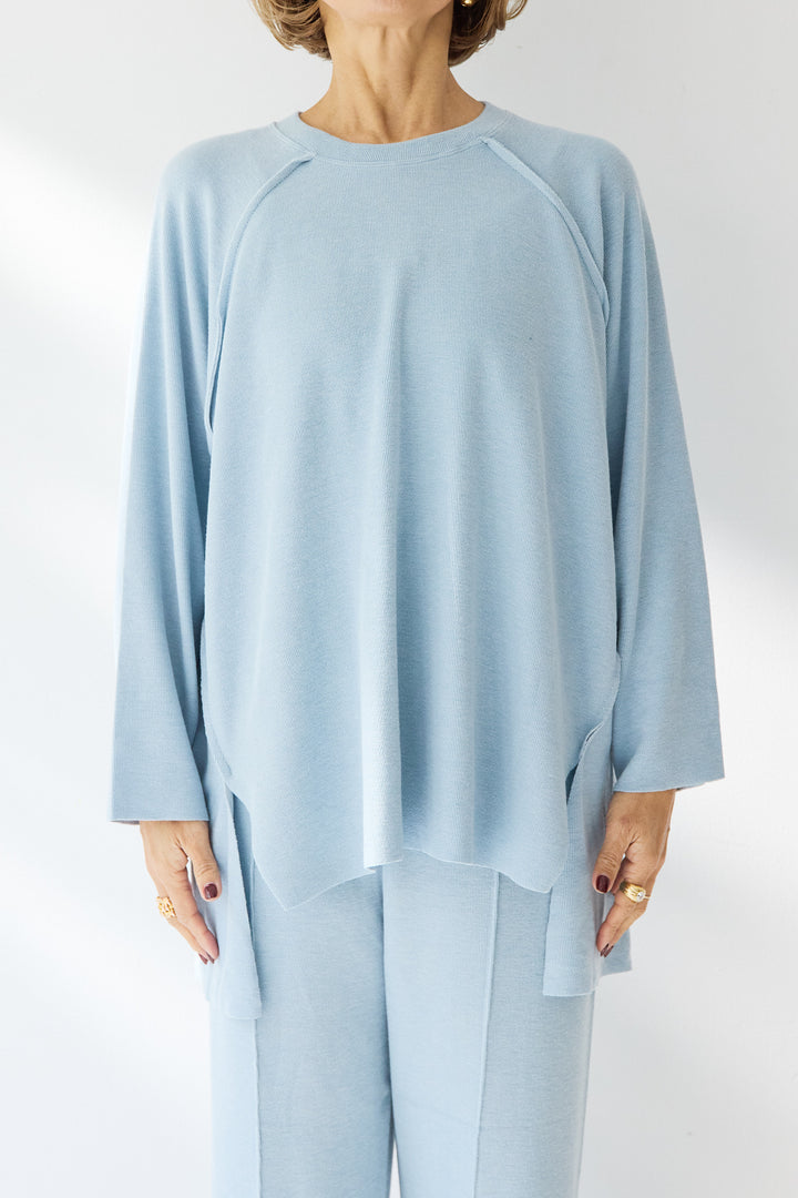 [SET]ラグランスリーブニットソーセットアップ+シルキーエリュール レースキャミソール(2set)