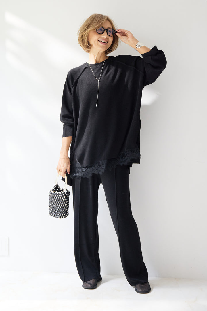 ラグランスリーブニットソーセットアップ