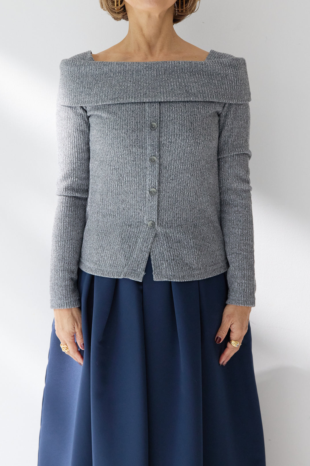 裏起毛オフショルリブカット