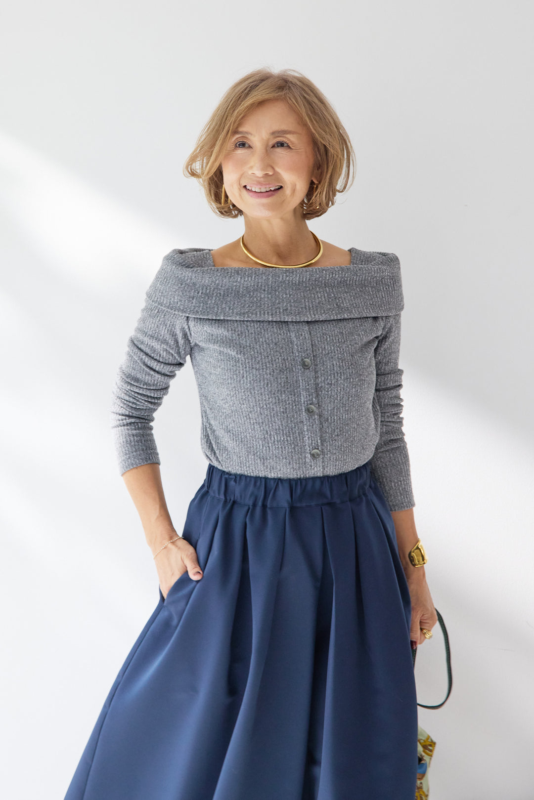 裏起毛オフショルリブカット