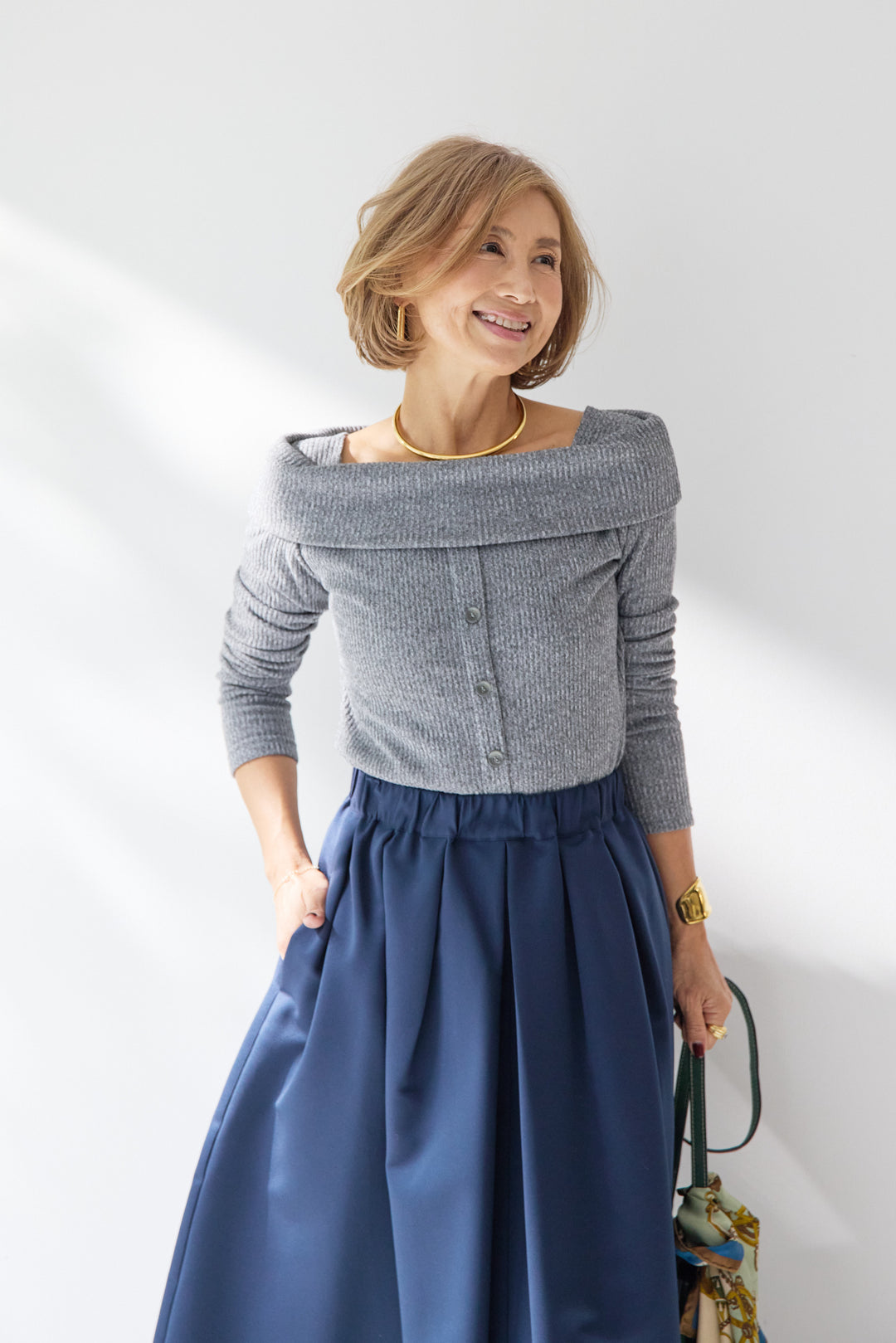 裏起毛オフショルリブカット