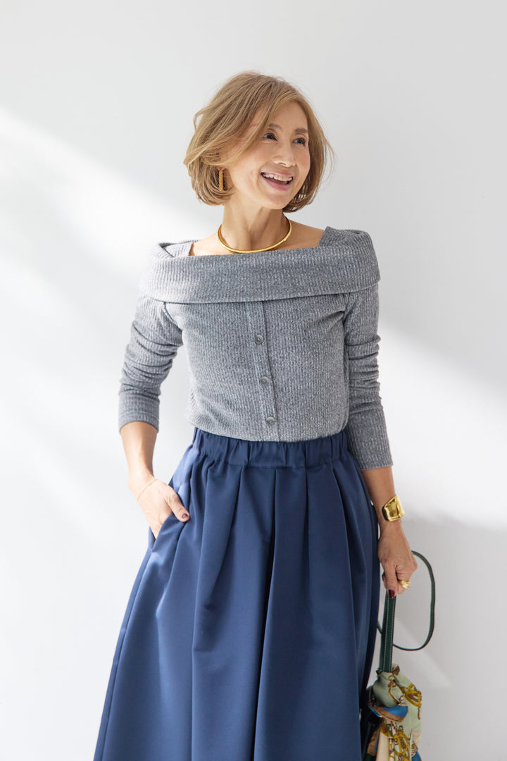 裏起毛オフショルリブカット