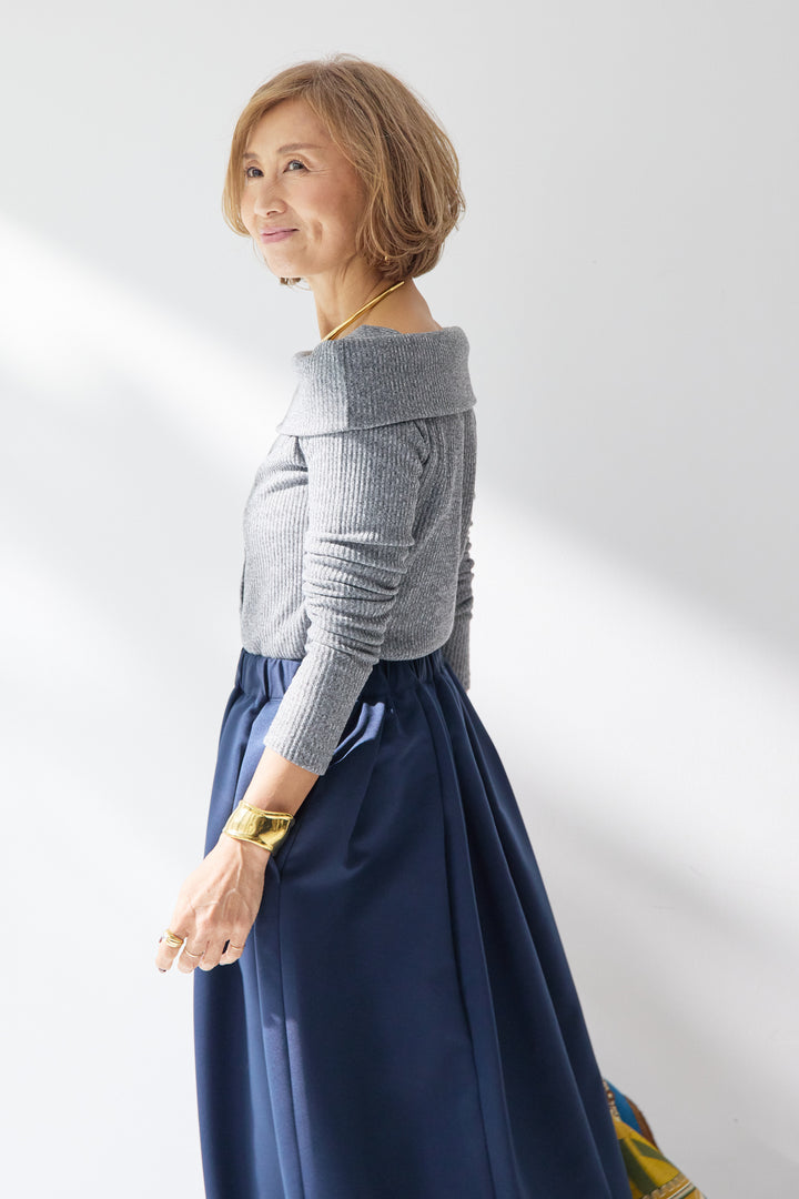 裏起毛オフショルリブカット