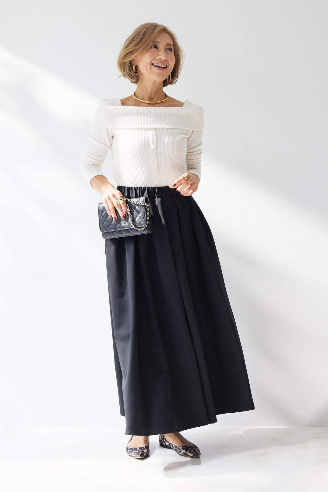 裏起毛オフショルリブカット