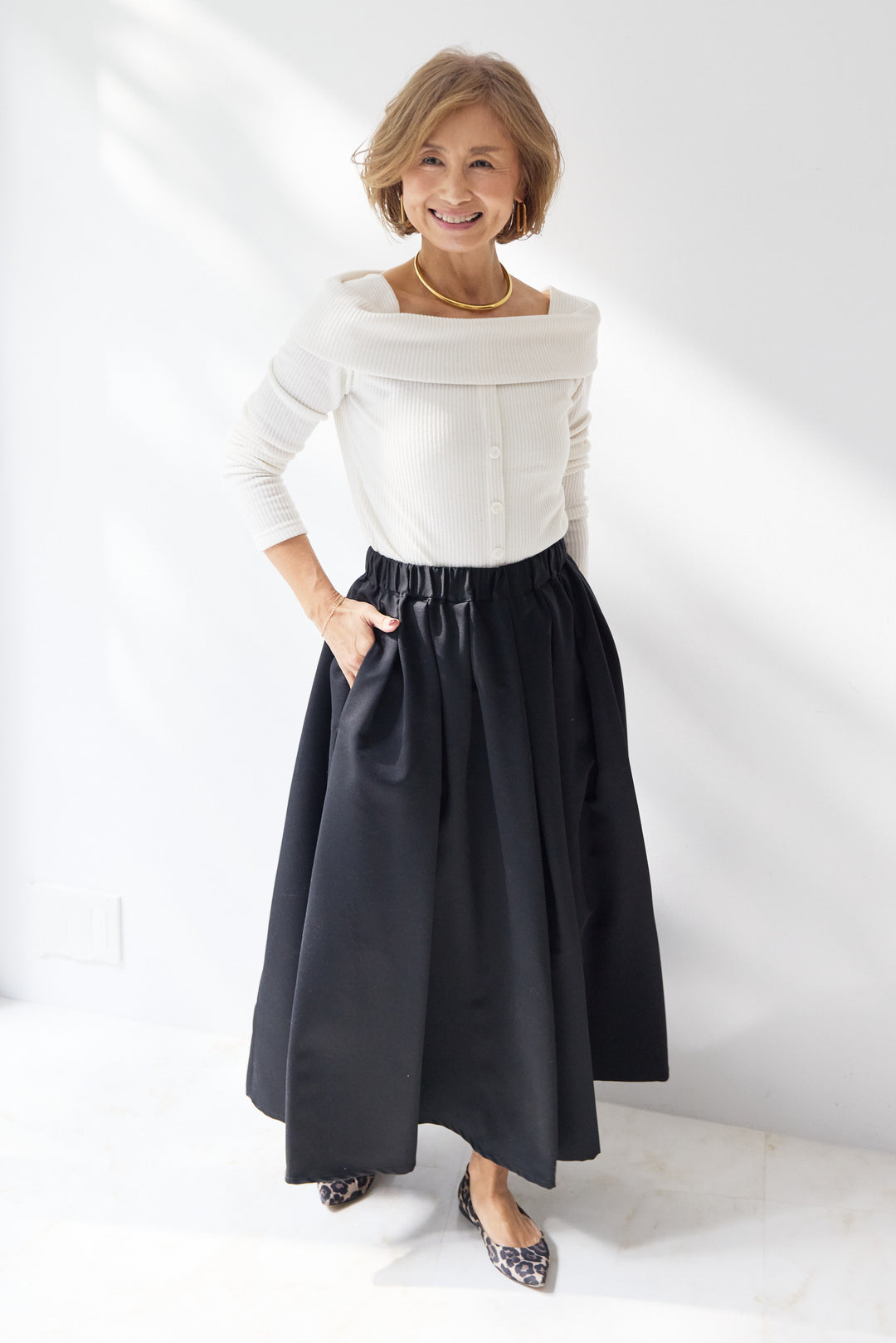 裏起毛オフショルリブカット