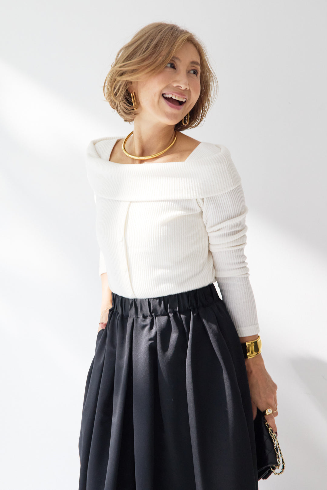 裏起毛オフショルリブカット