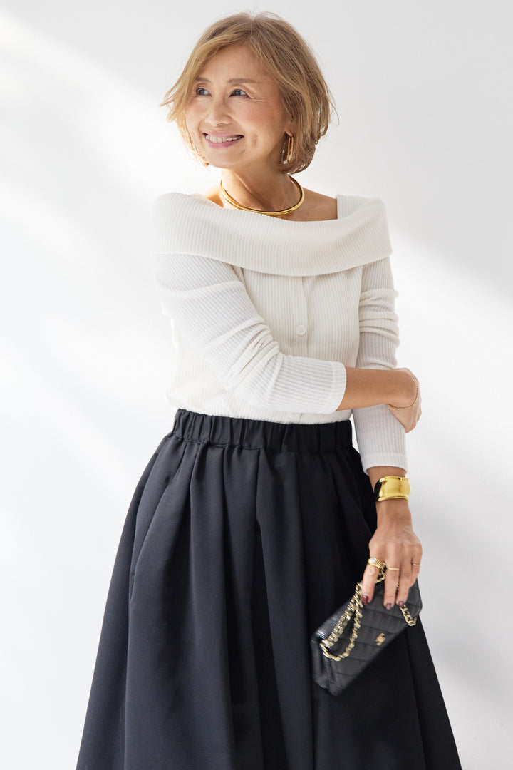 裏起毛オフショルリブカット