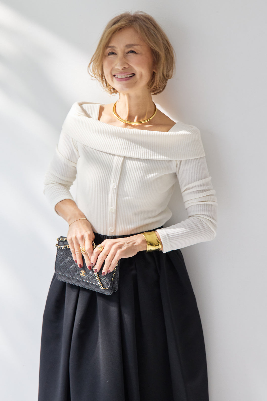 裏起毛オフショルリブカット