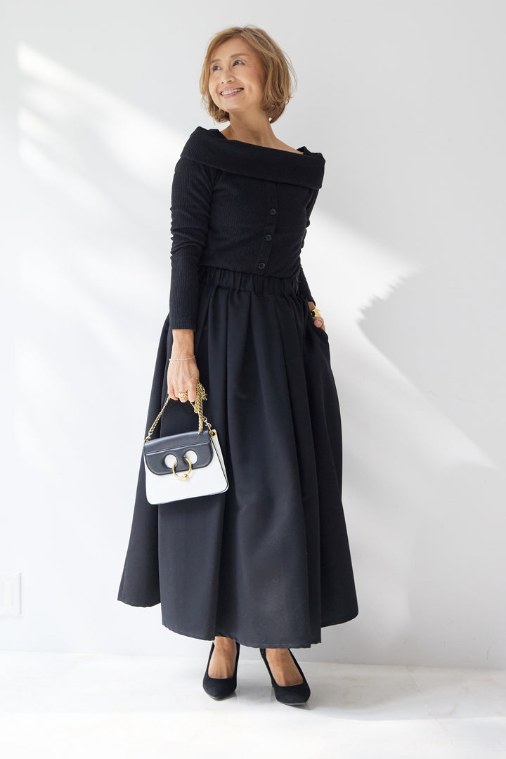 裏起毛オフショルリブカット