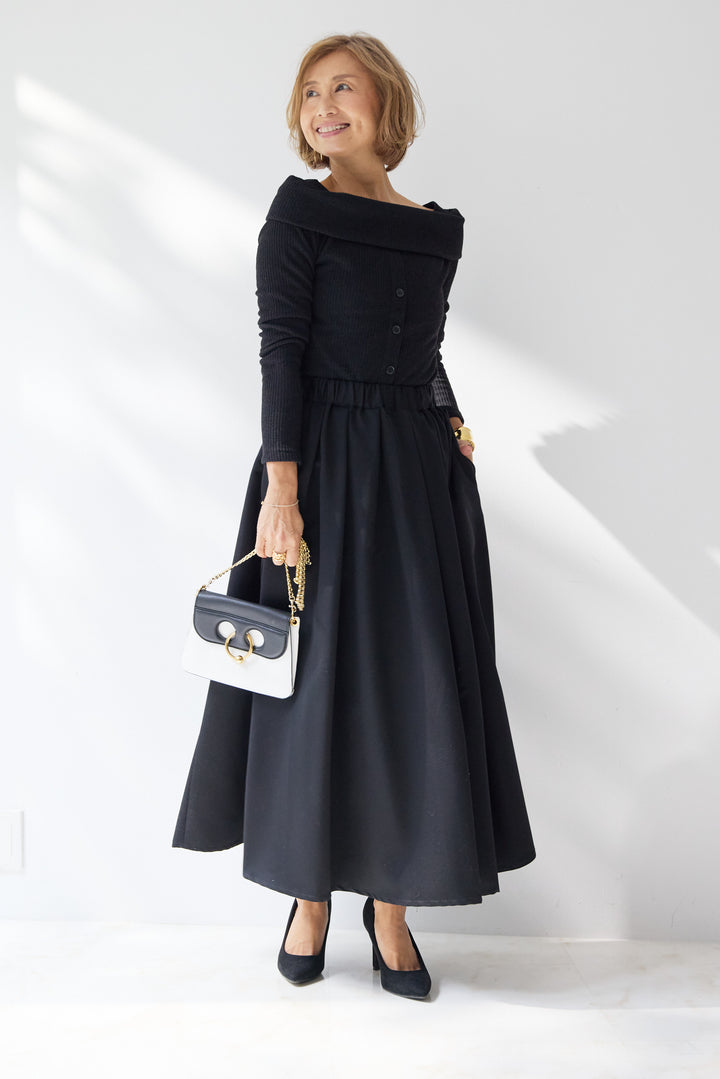 裏起毛オフショルリブカット