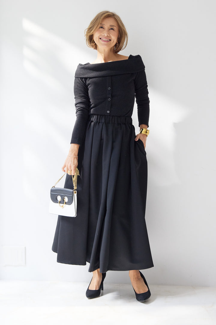 裏起毛オフショルリブカット