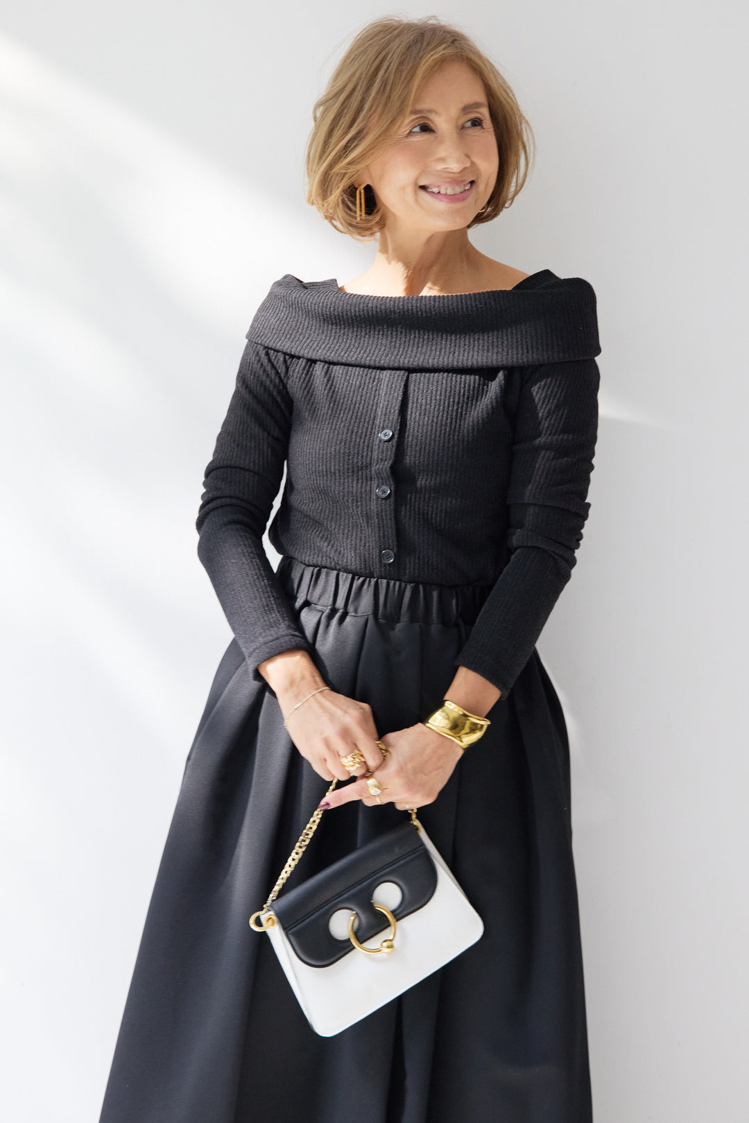 裏起毛オフショルリブカット