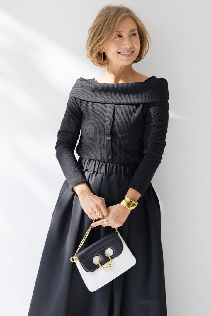 裏起毛オフショルリブカット