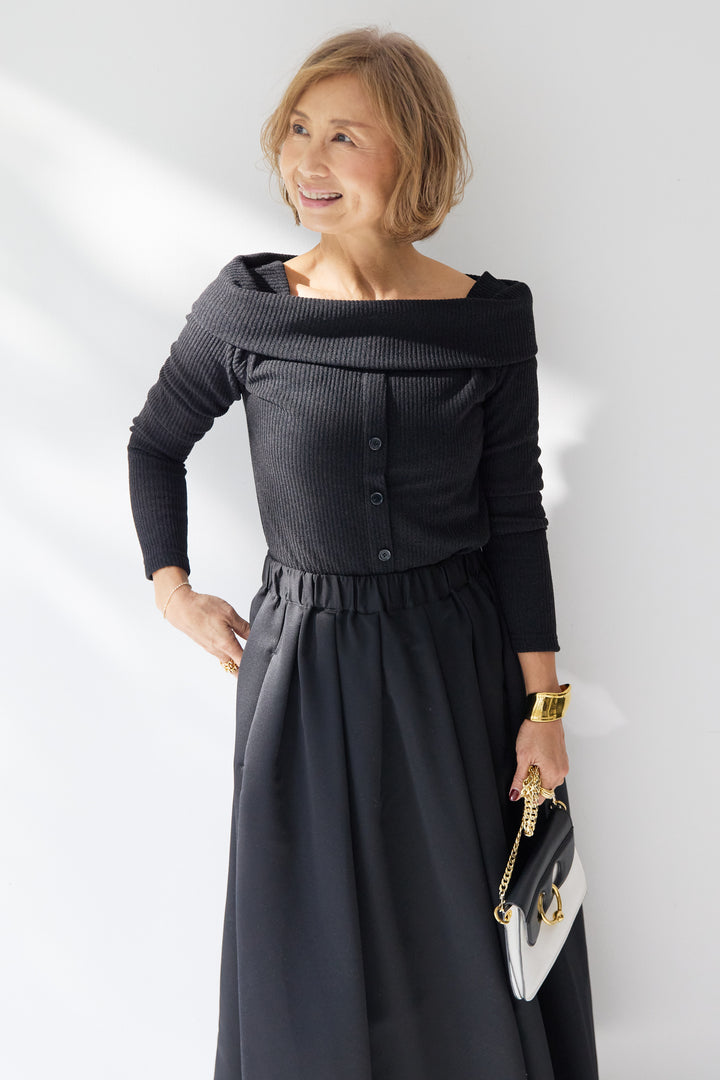 裏起毛オフショルリブカット