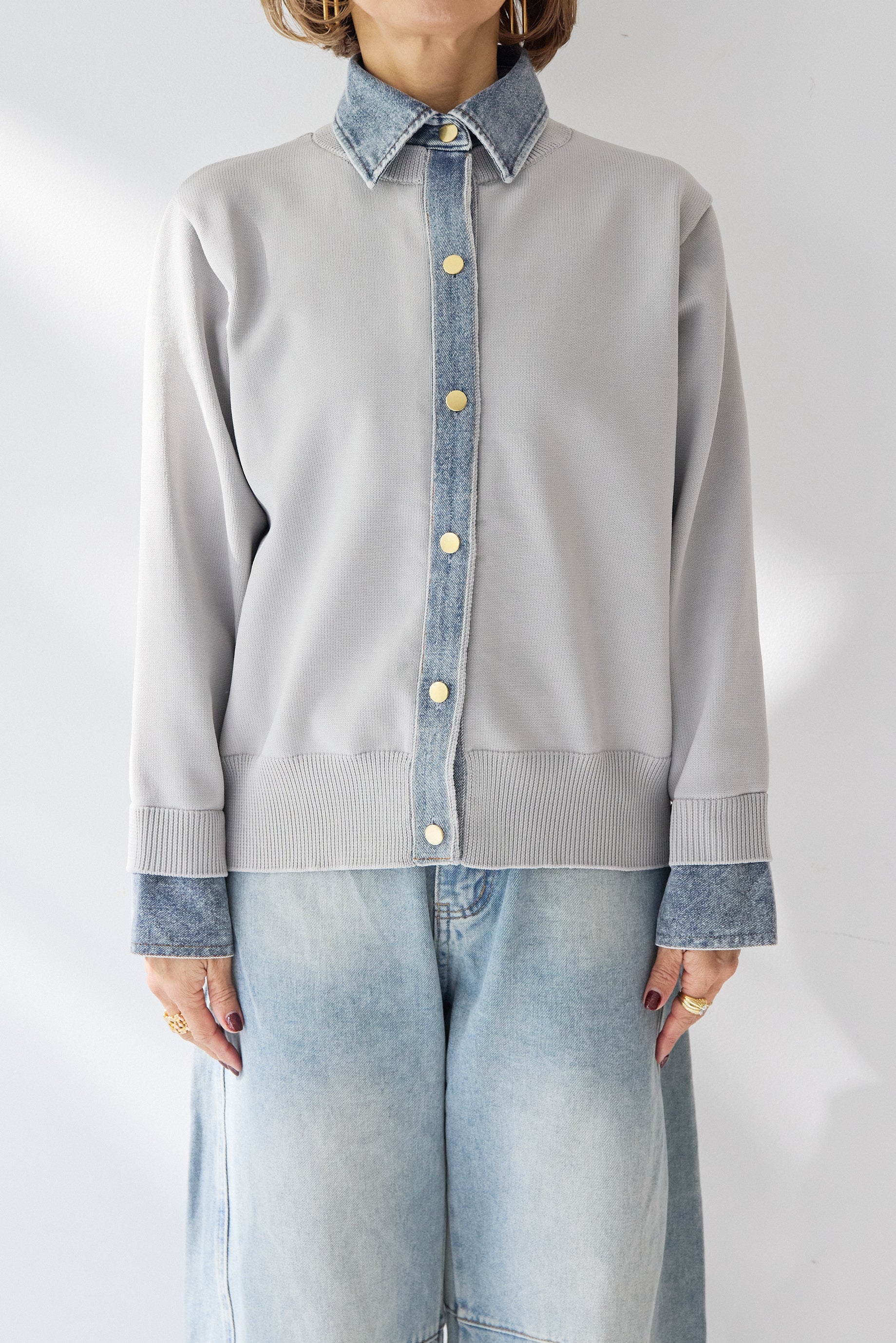 スポンディッシュニット×デニムシャツ – plusotoha