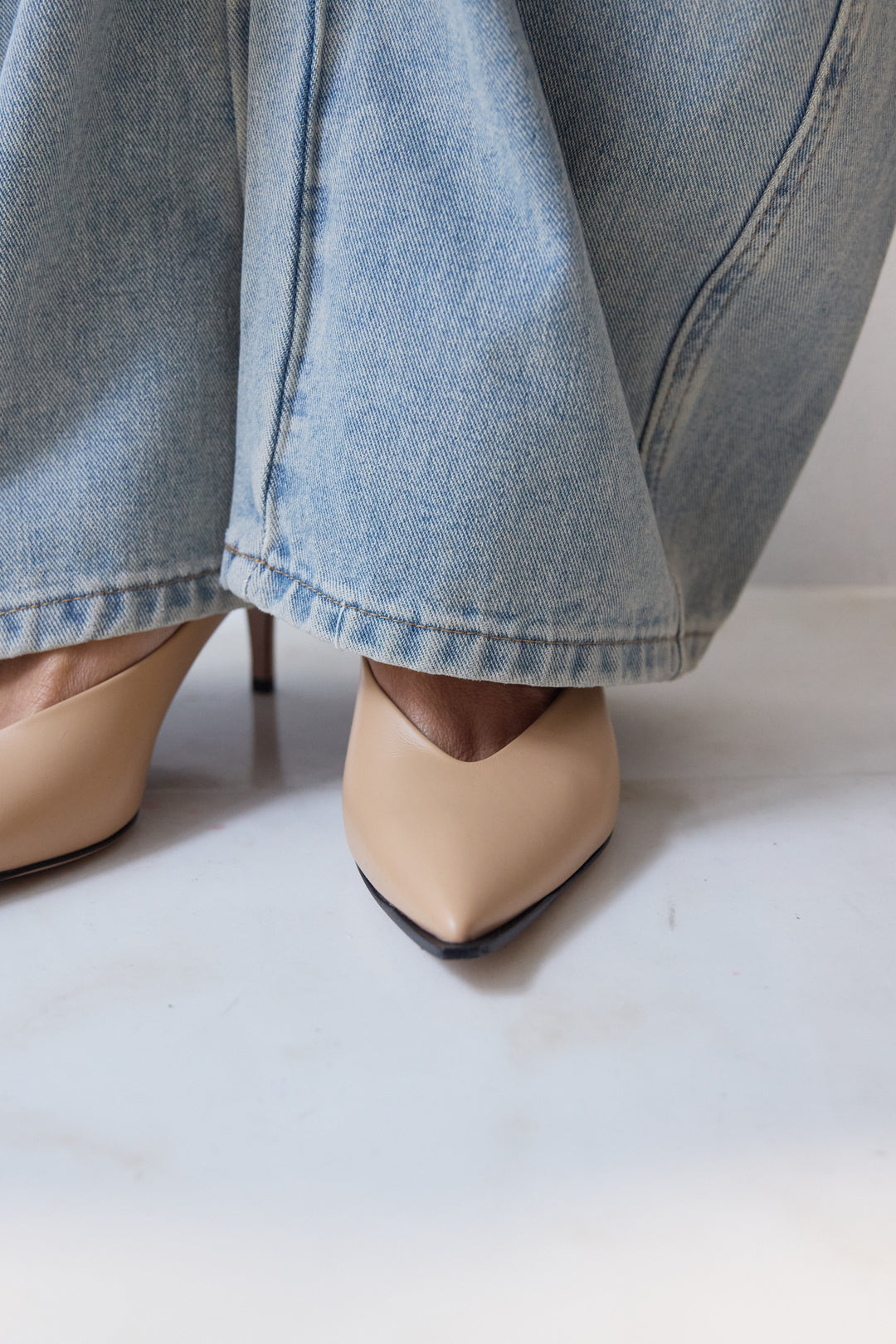 パネル切替 カーブデニムパンツ
