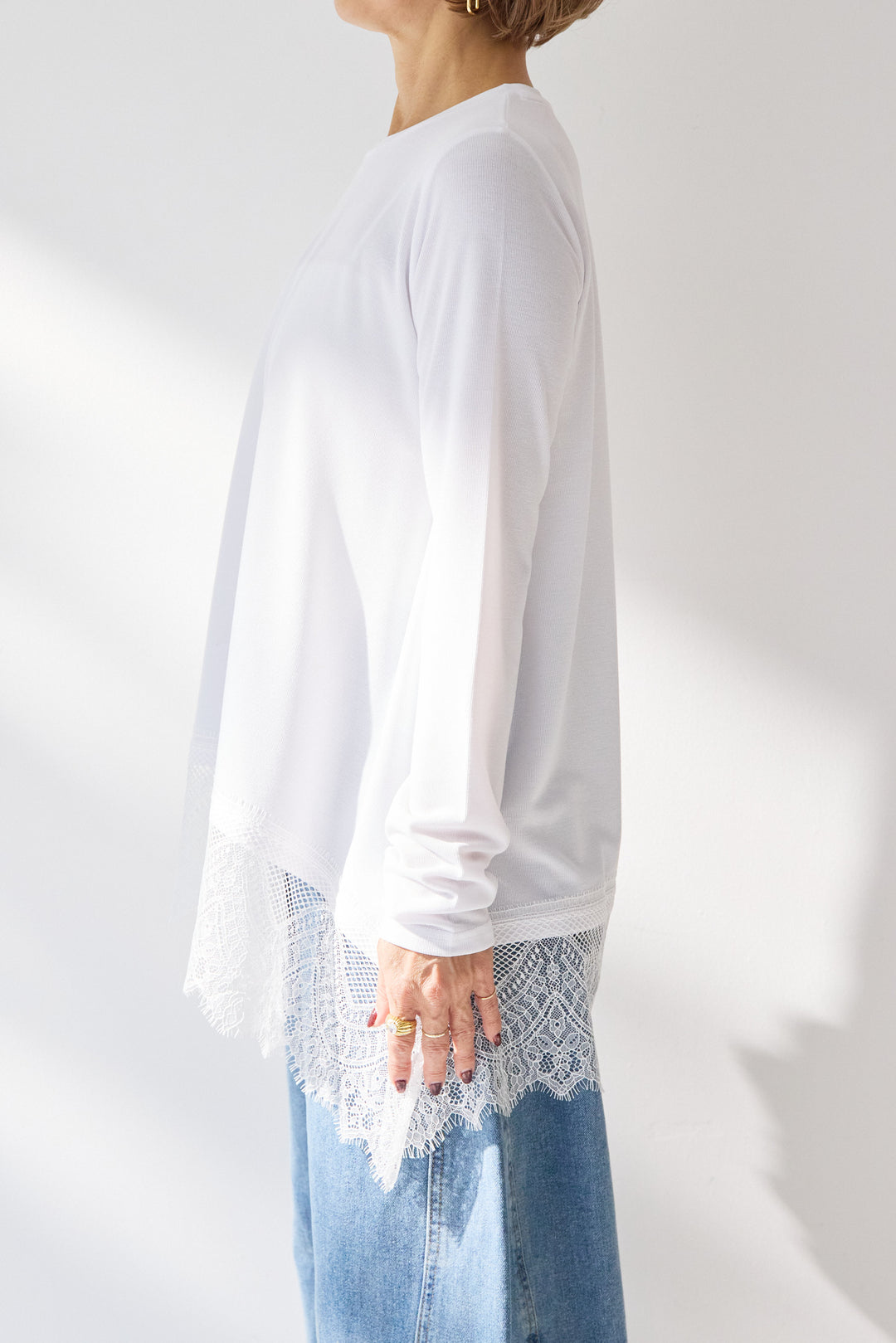 レース切替カットソー