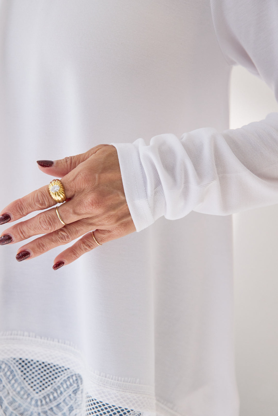 レース切替カットソー