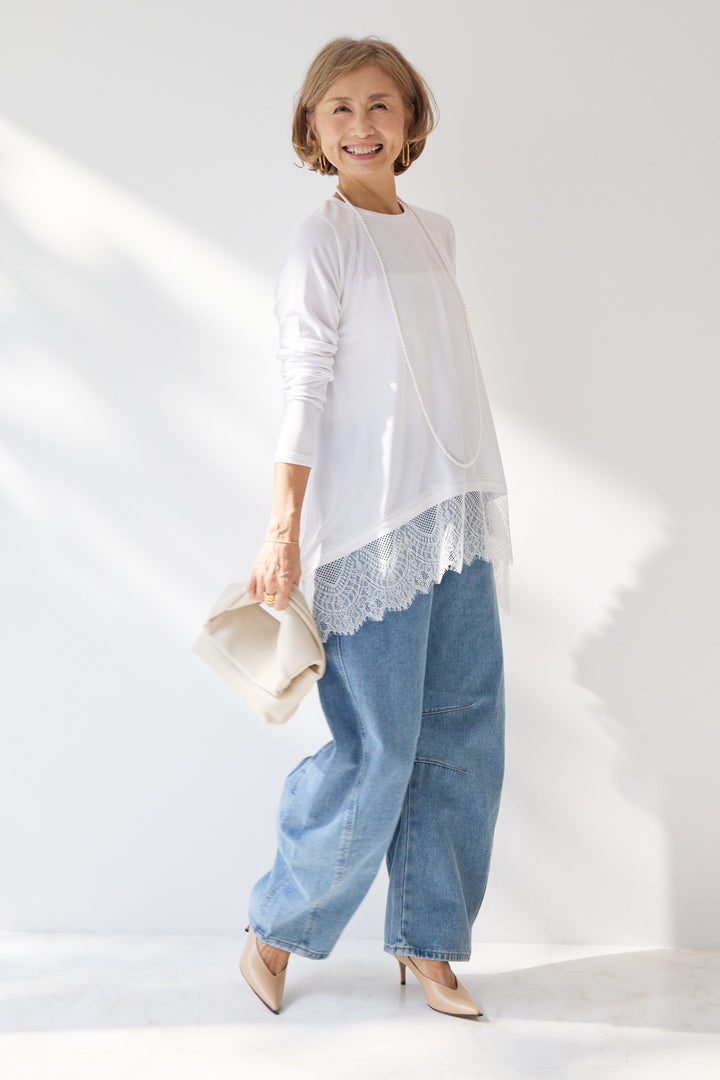 レース切替カットソー