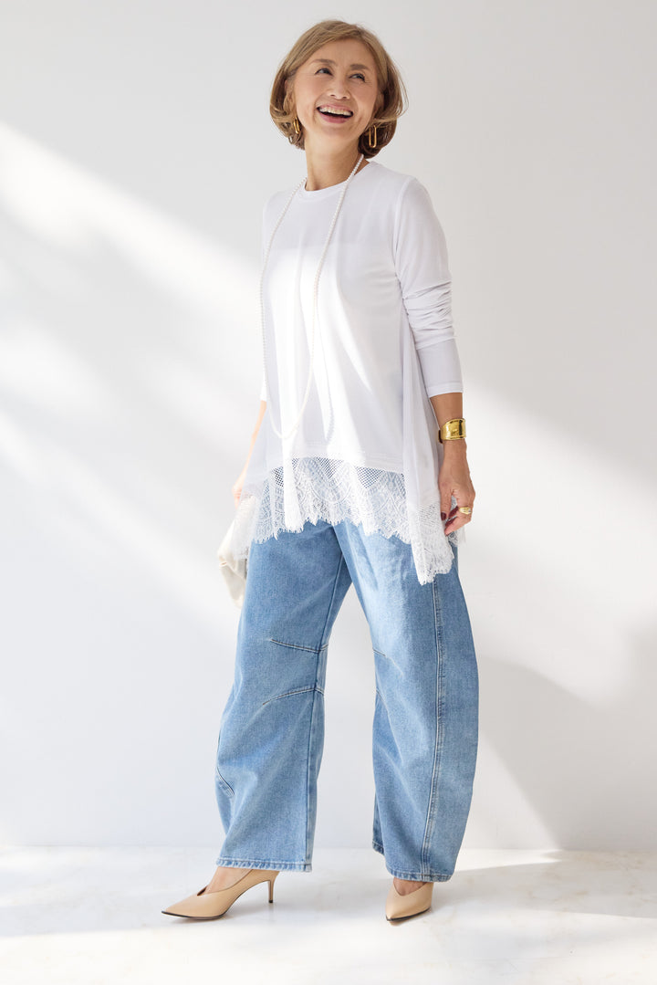 レース切替カットソー