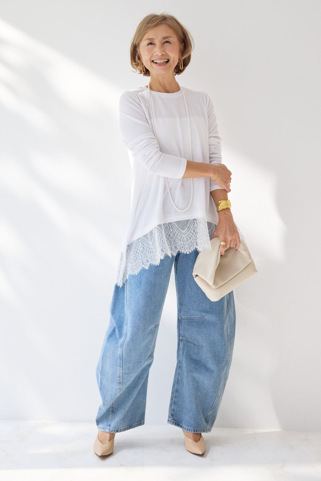 レース切替カットソー