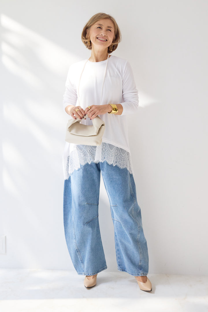 レース切替カットソー