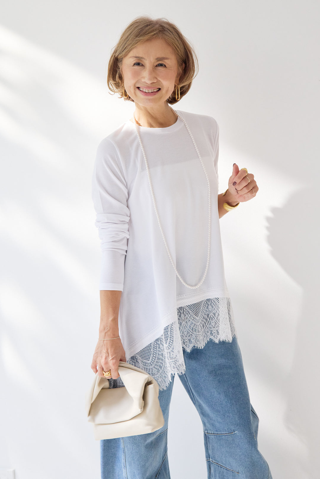 レース切替カットソー