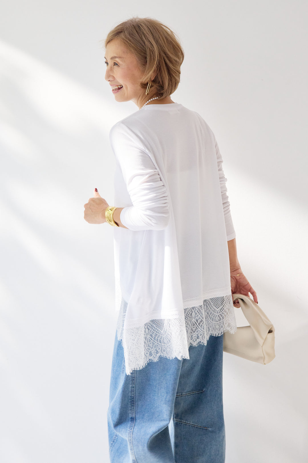 レース切替カットソー