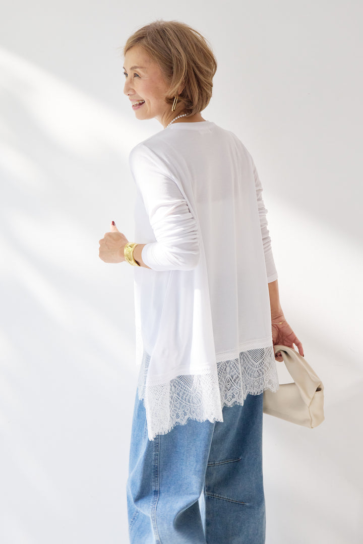 レース切替カットソー