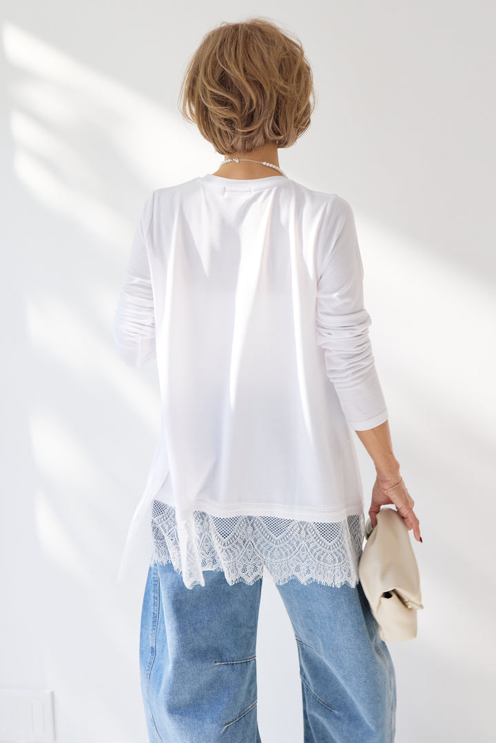 レース切替カットソー