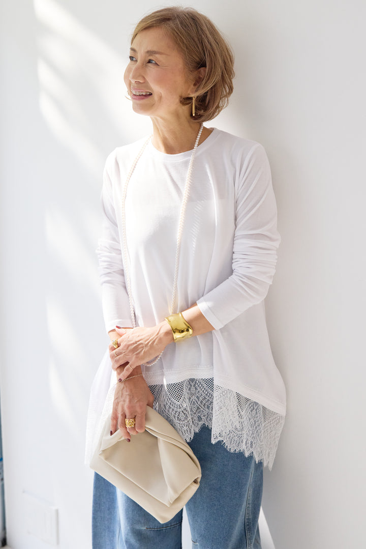 レース切替カットソー