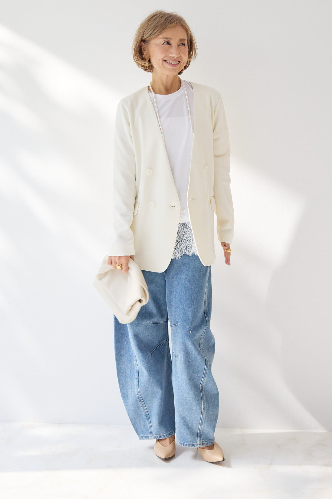 レース切替カットソー