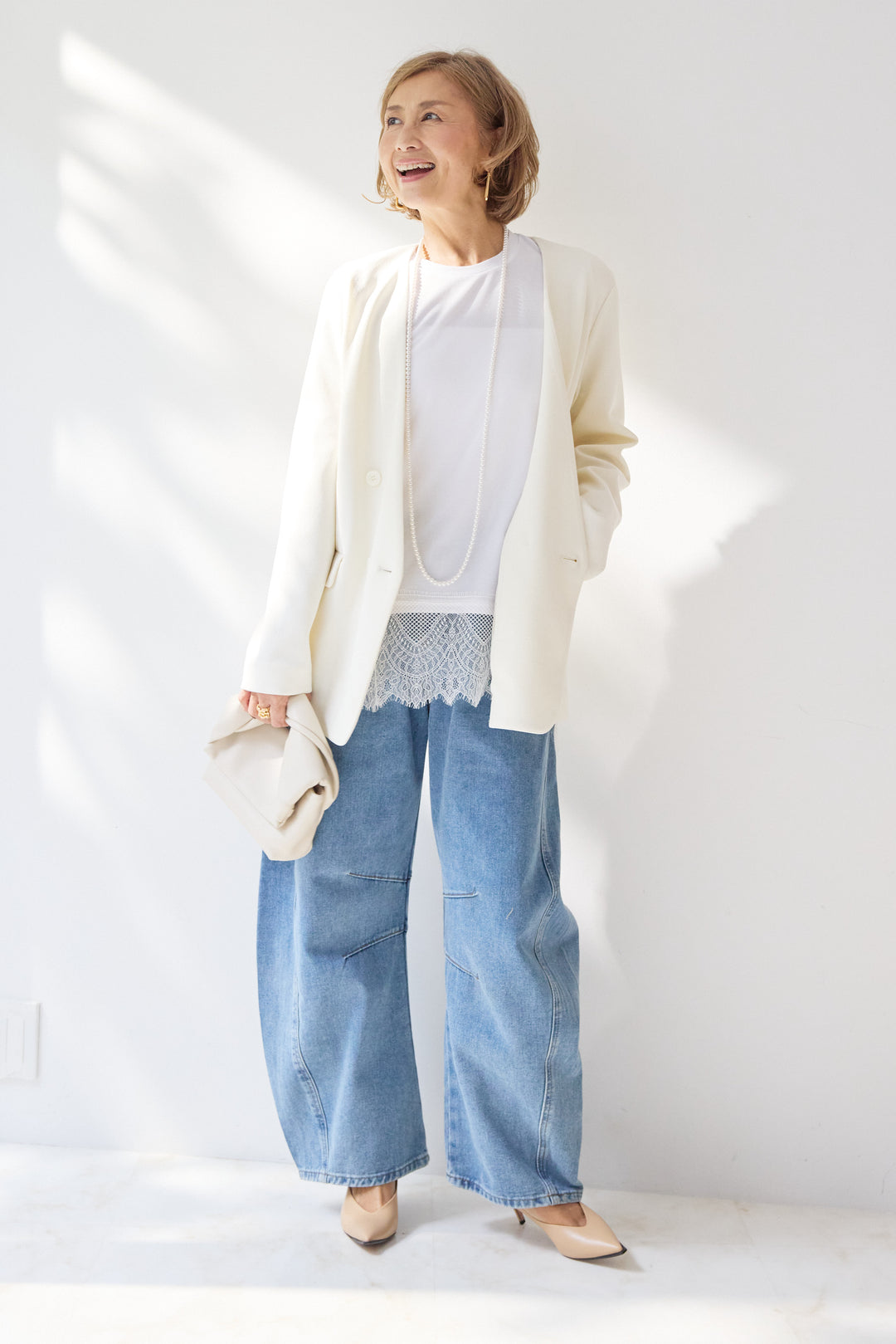 レース切替カットソー