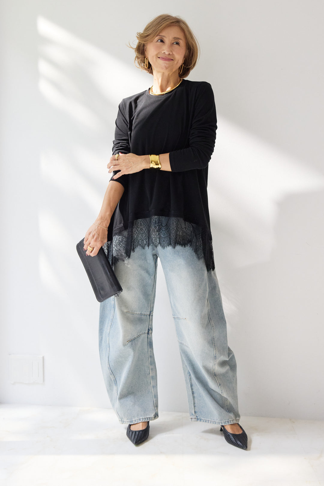 レース切替カットソー