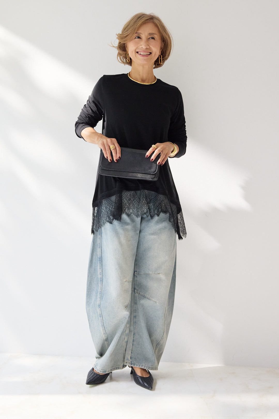 レース切替カットソー